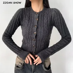 Women Cable Twist Knitted Cardigan With Embroidery Heart Patch 100% Cotton Round Collar Center Buttons Sweater Jumper 5 colors