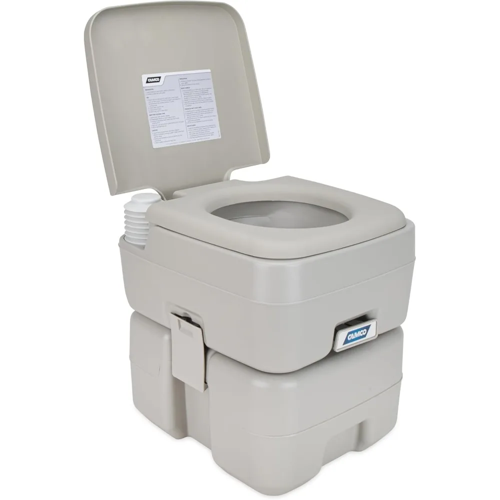 WC portatile da 5,3 galloni con serbatoio staccabile, valvola scorrevole di tenuta e scarico a soffietto per un facile trasporto