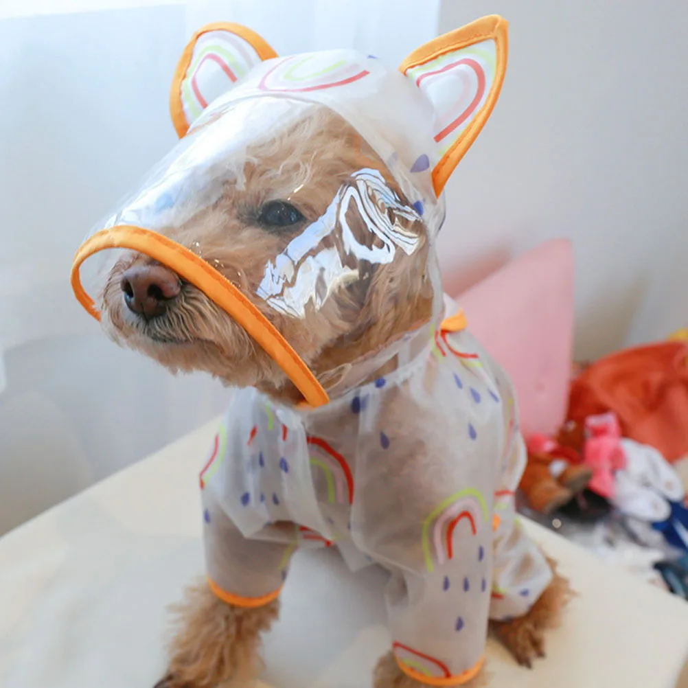 

Waterproof Dog Raincoat Stylish Hooded Lightweight Transparent Pet Clothes Easy on Off Travel Friendly Dog Raincoat