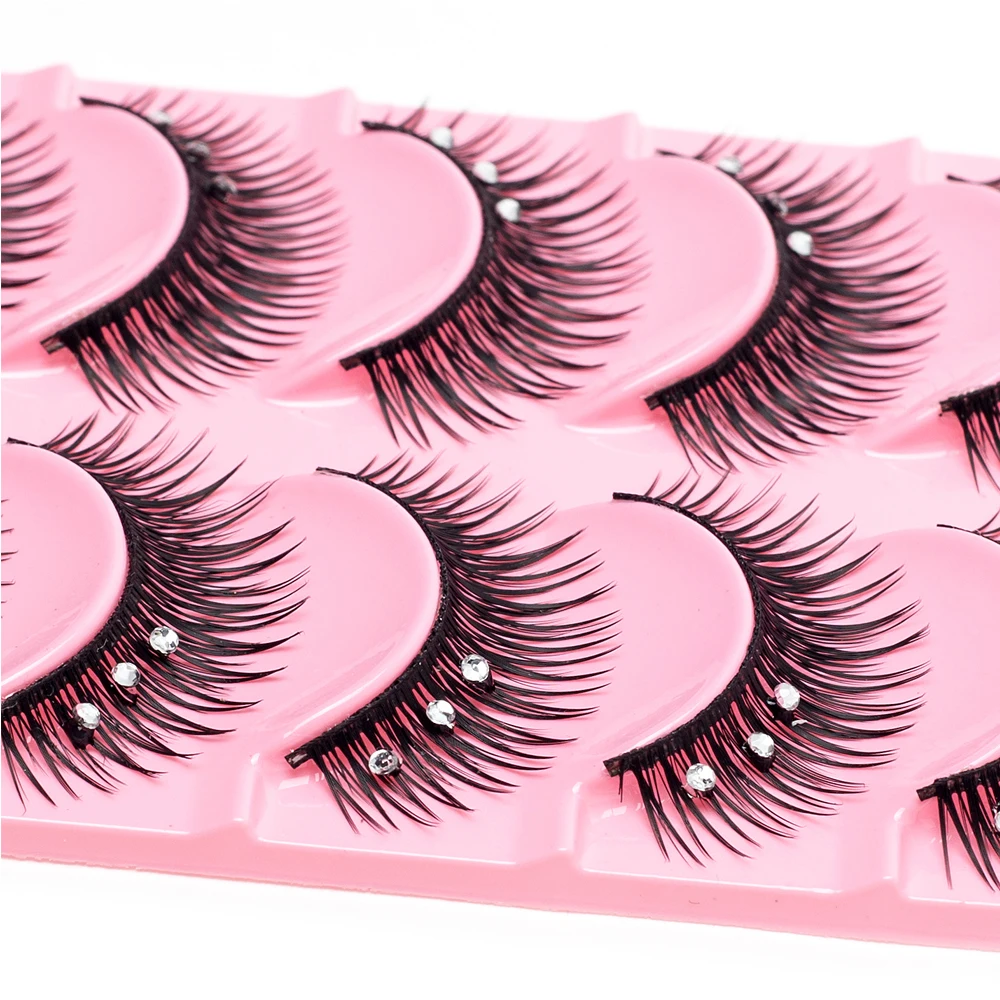 5 Pairs Makeup Diamond False Eyelashes Set Show Catwalk Party Shinny Eye Lashes Handmade Eyelash Shinning Cosmetics