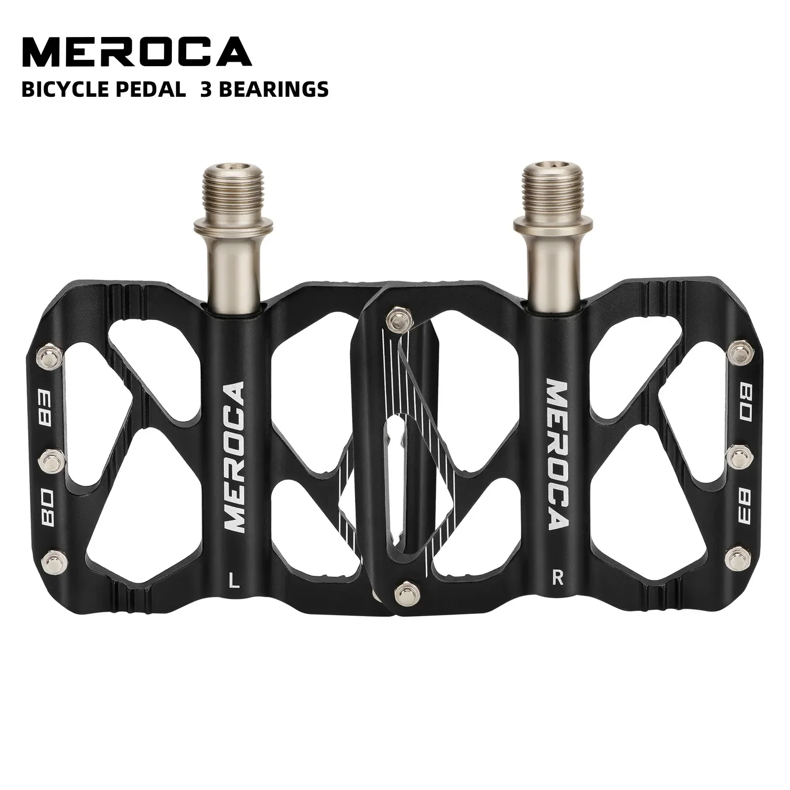 MEROCA 3-Bearing MTB Bicycle Pedal Anti-Slip Widened Sealed Bearing Cnc Aluminum Alloy Mountain Bike Pedals Road Bicycle Pedal