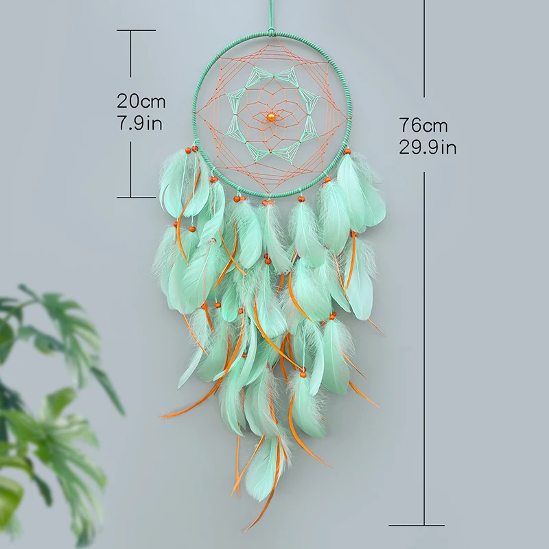 حلم الماسك الطبيعي المنسوجة يدويا الريش الرياح الدقات جدار المعلقات حفلة عيد ميلاد حلي معلقة ديكور المنزل الهدايا الروحية #3