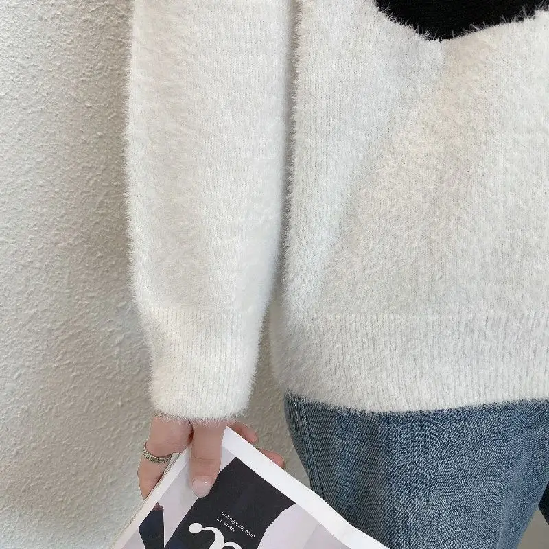 المرأة الطازجة والحلوة 2024 ربيع الخريف جديد الربط س الرقبة المطبوعة موضة فضفاضة متعددة الاستخدامات عادية كم طويل محبوك