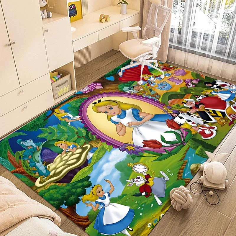 Disney Alice in Wonderland Printing Carpet for Living Room Bedroom Kid\'s Room Home Decor Area Rug Non-slip Mat Decoration Maison