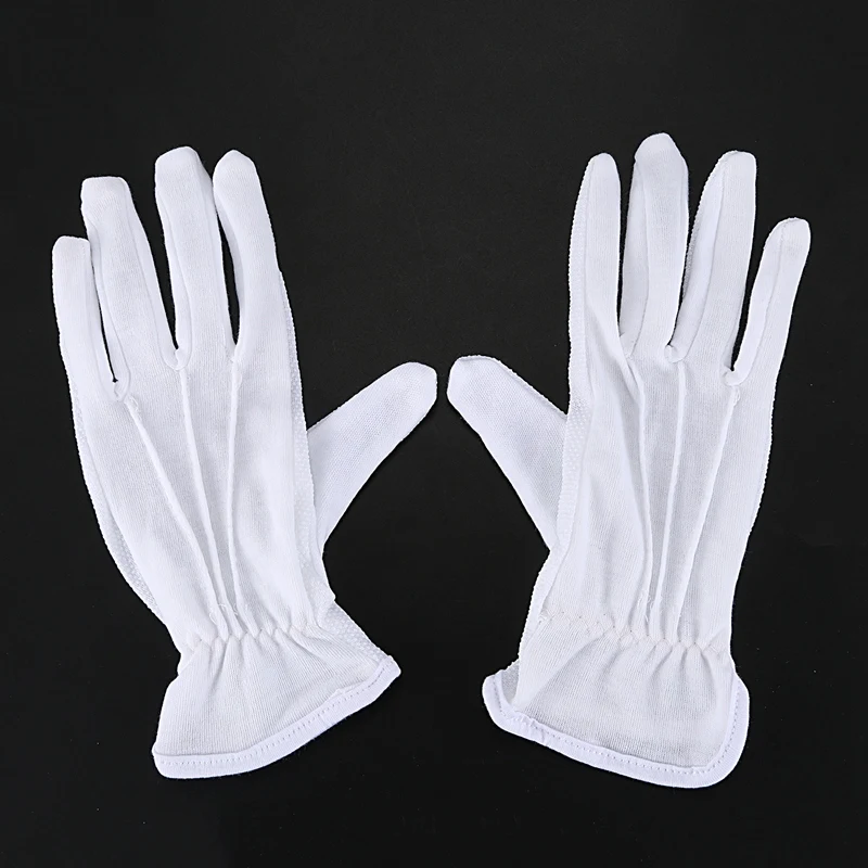 Pair Protective Anti-Slip White Cotton Work Driving Gloves