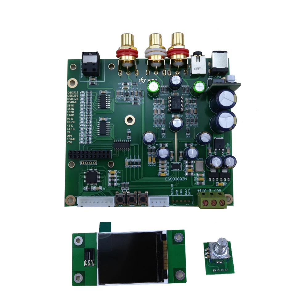 

Nvarcher ES9038Q2m Decoder Coaxial Fiber USB input I2S IIS SPDIF Digital Audio DAC Board With Screen 32bit 384k DSD256