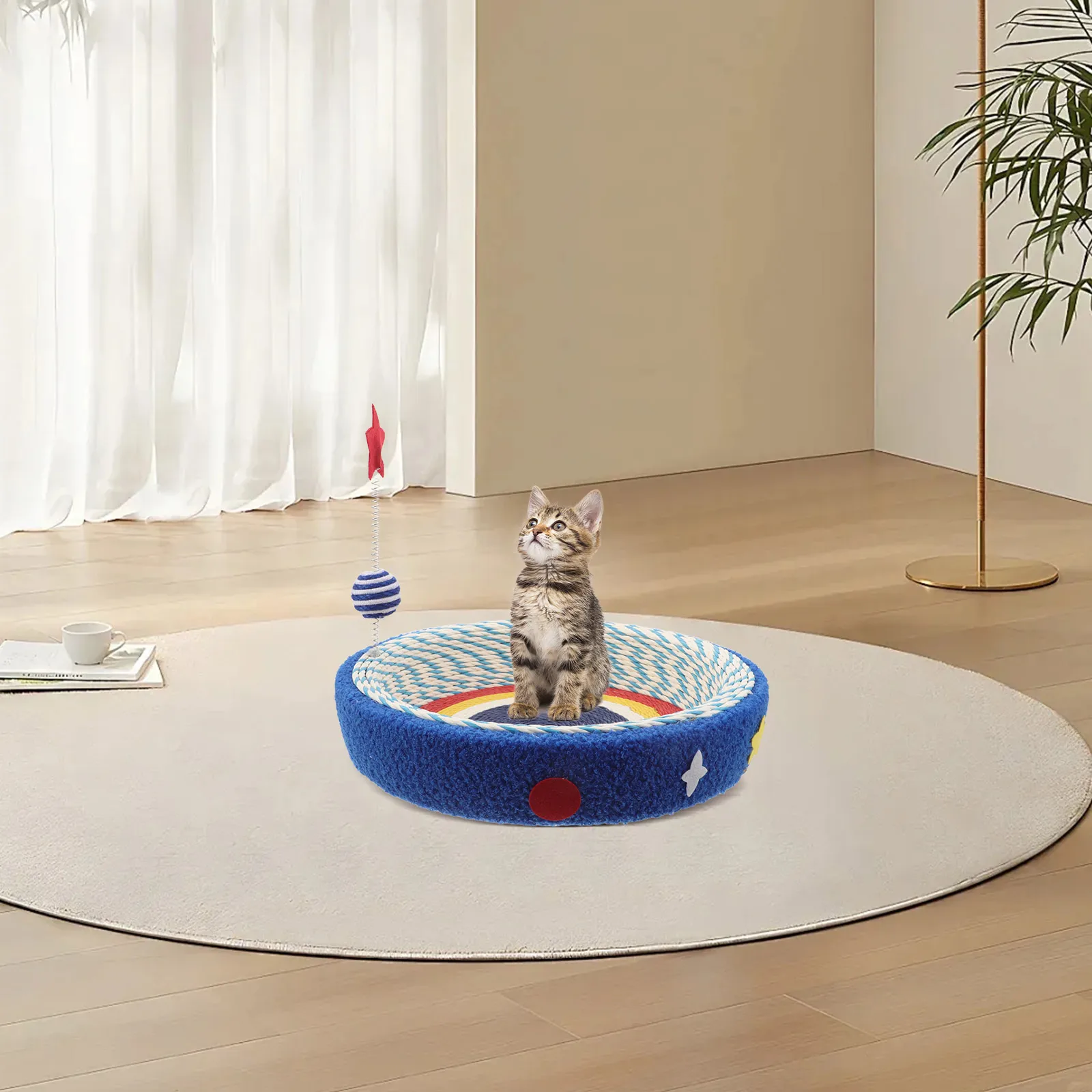 

Cats Scratch Their Nest Scratcher Bed Sisal Scratching Board Pad Round Lounge for