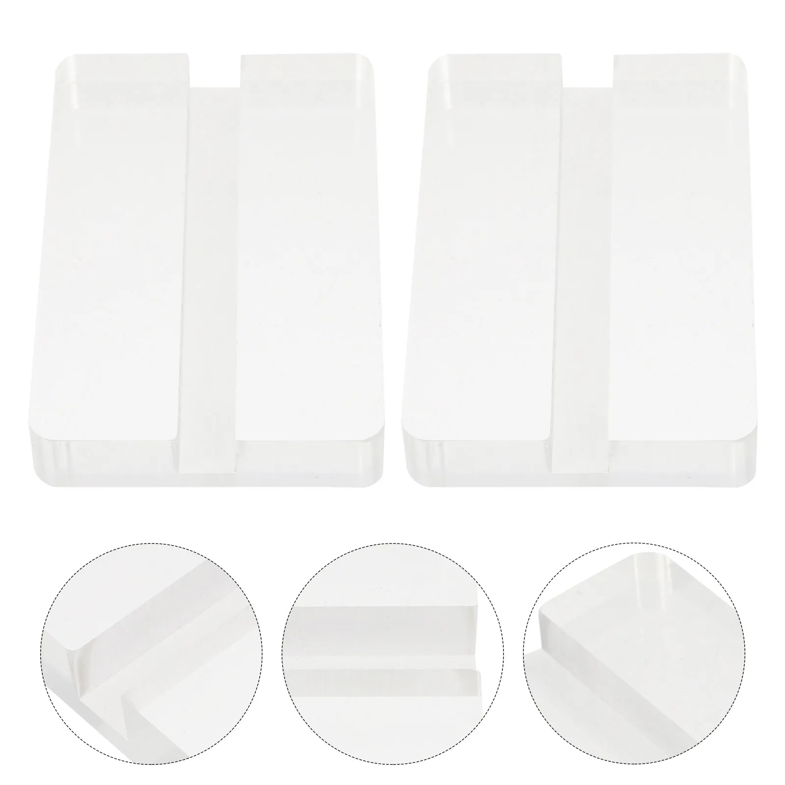 2Pcs Transparent Acrylic Card Display Stand Desktop Sign Card Holding Support Stable Flat Bottom Non Slip Base Fine