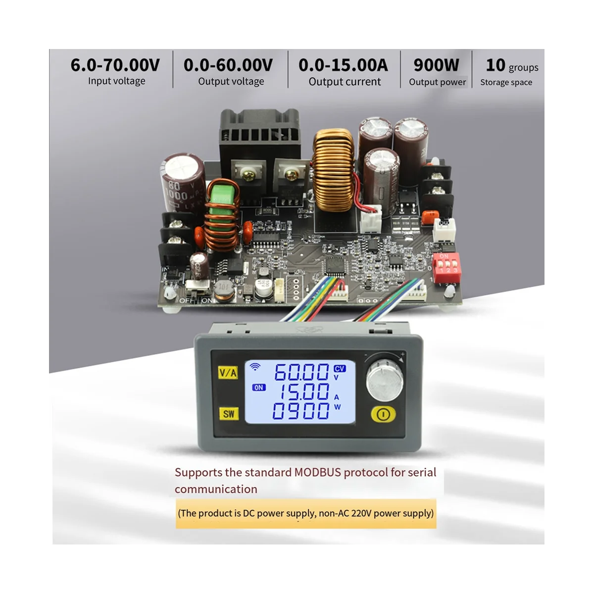 900W DC CNC Antihypertensive Boost Converter 6-70V Adjustable Power Supply Input Constant Voltage Solar Charging Module