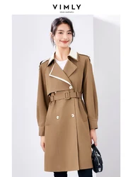 Vimly Notched Long Trench Coat for Women 2023 Fall Fashion Autumn New in Outerwear Office Lady Elegant Belt Wrap Jackets M2928