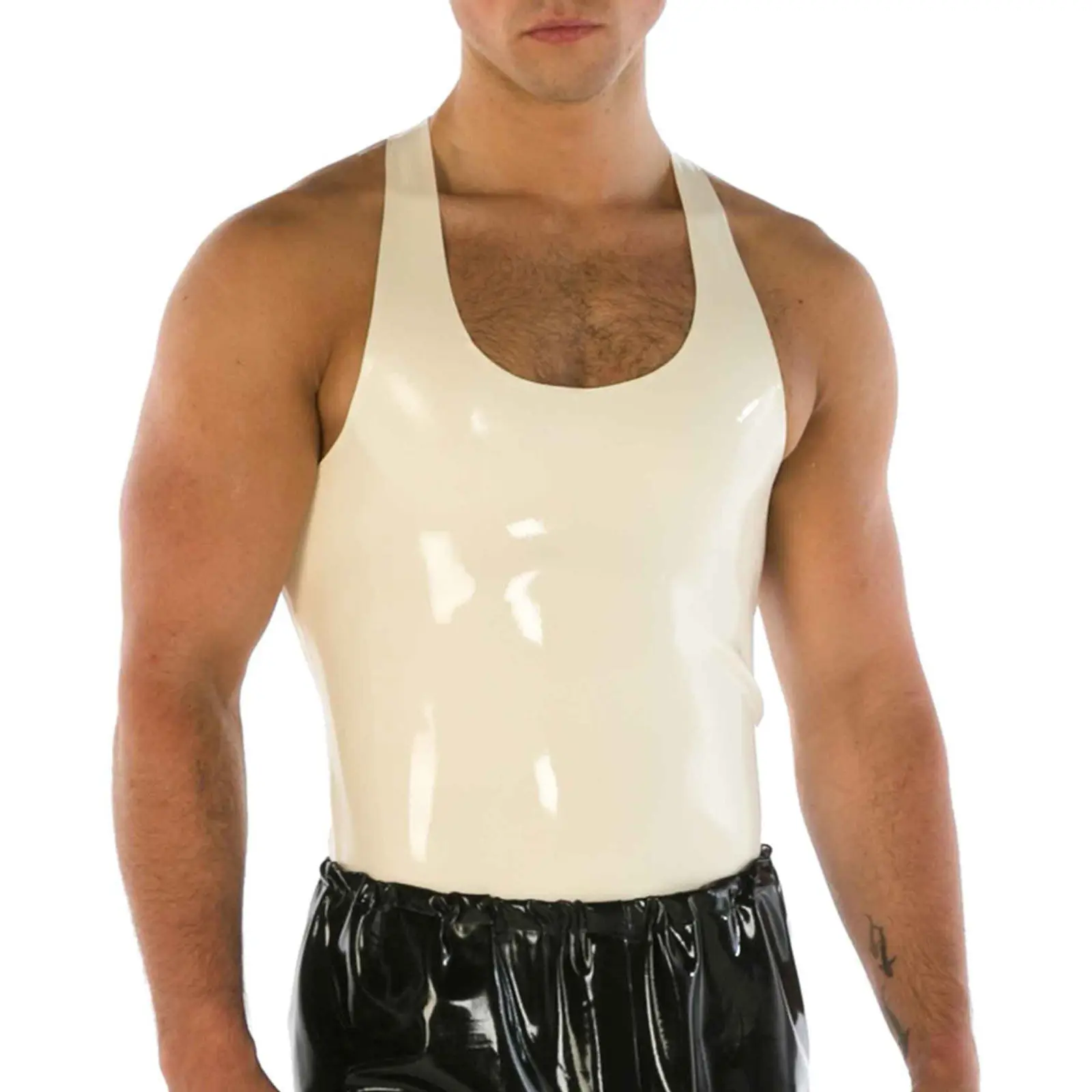 

Handmade Natural Latex Men's Vest Tank Latex Rubber Male Top Sleeveless Shirt Halloween Cosplay Costumes