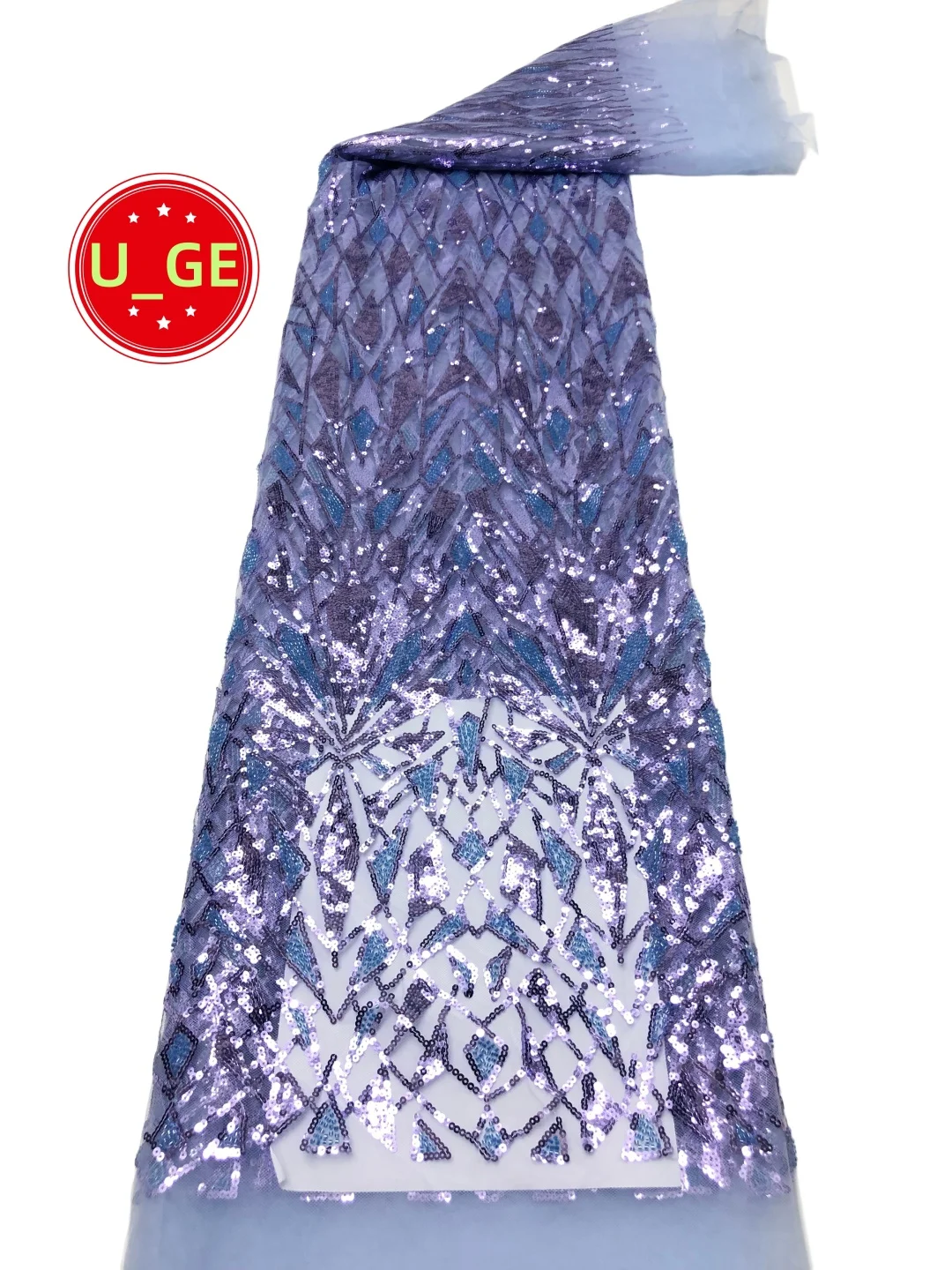 Última Colección de Encaje con Lentejuelas de la Mejor Calidad, Elegante, Delicado y Muy Suave, con Bonitas Piedras, para Vestido de Novia U_GE5638