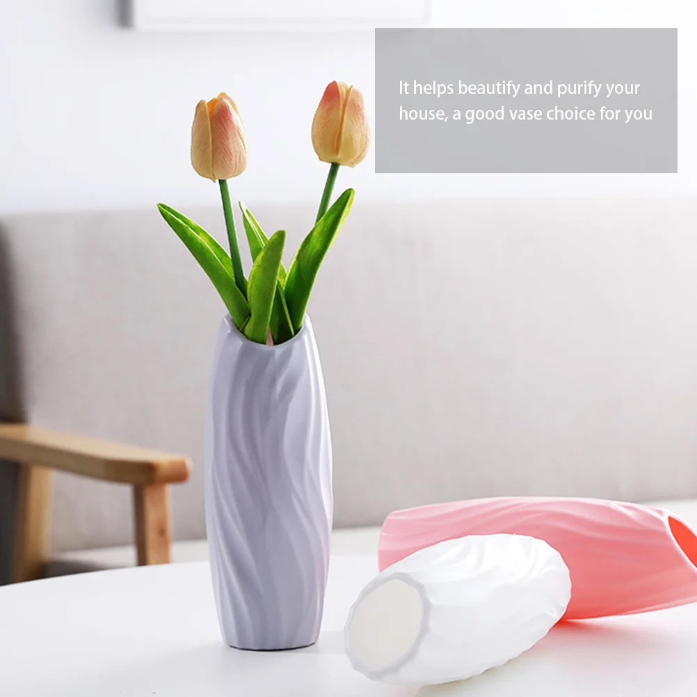 

4Pcs Nordic Flower Holder Plastic Vase Smooth Lines Home Decoration Desktop Simple Flower Arrangement Vase