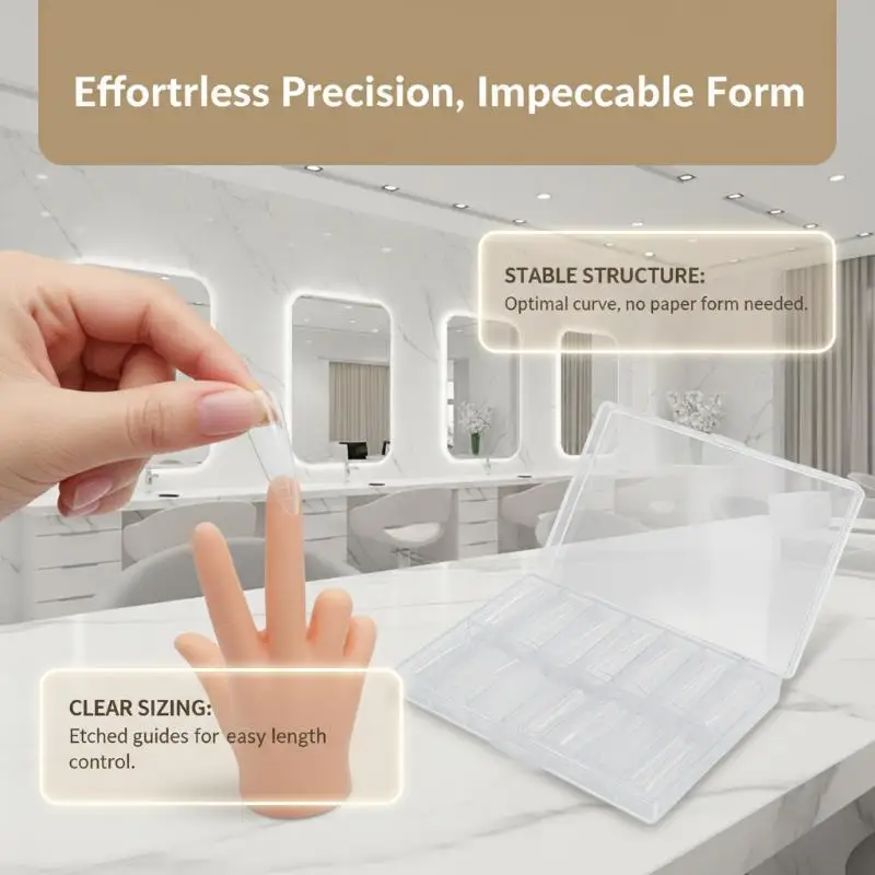 Clear Trapezoidal Nail Extension Molds With Scale Marks 120 Pieces Perfect For Home DIY Nail Art Salon Use