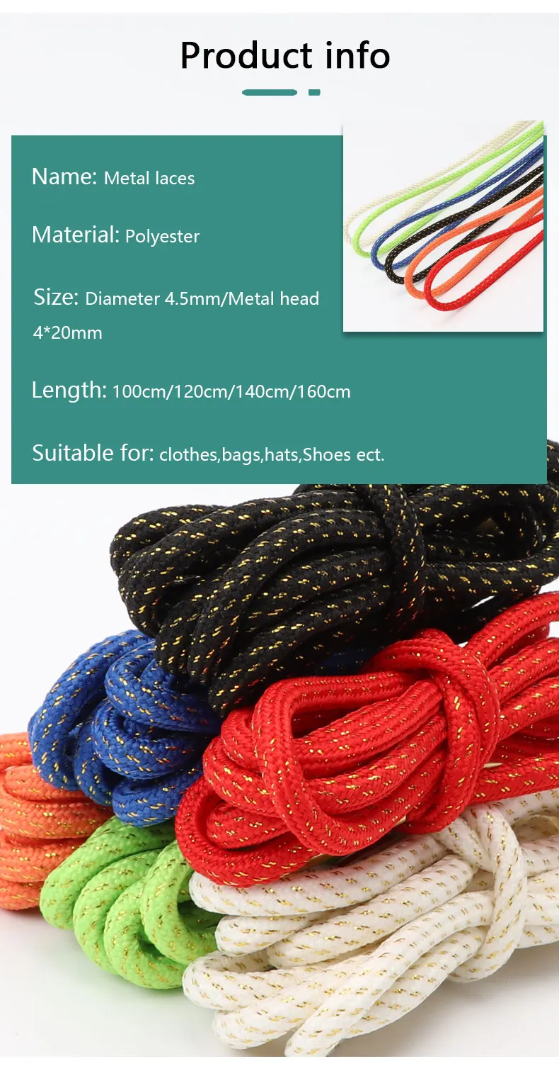 Runde Schuhbänder mit Metallenden, goldfarbene Schuhbänder für Sneaker, Freizeit- und Outdoor-Schuhe, Damen- und Herren-Schuhbänder, Schuhbänder für Hoodies, 2 Stück. – Detail 6