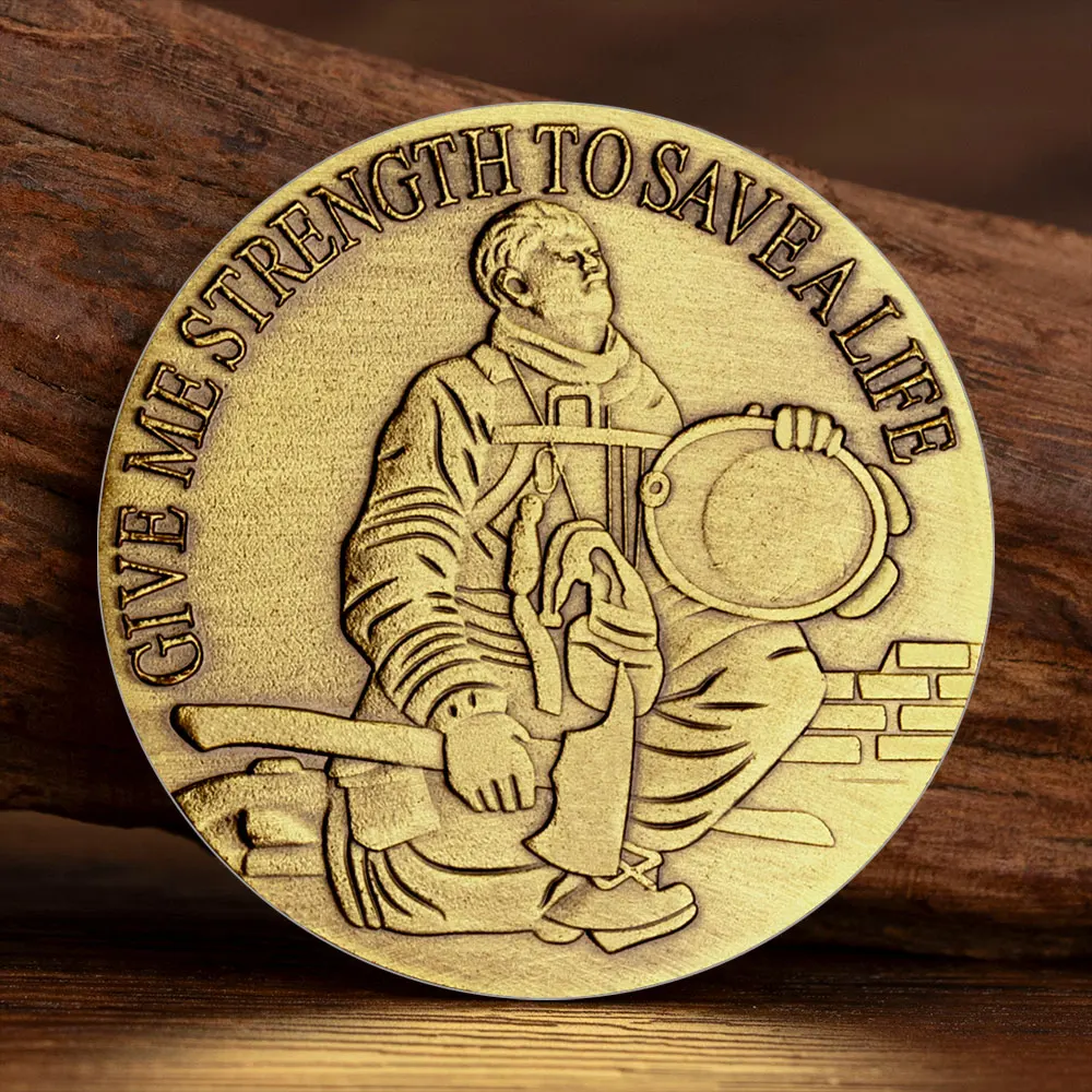 Give Me Strength To Save A Life Firefighter Souvenir Coin Collectible Gift Fireman's Prayer Bronze Plated Collector's Coin