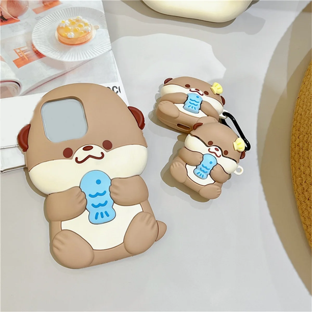 A07I Cartoon Three-Dimensional Silicone Protective Shell Set Healing Anti-Fall for 15pro Max