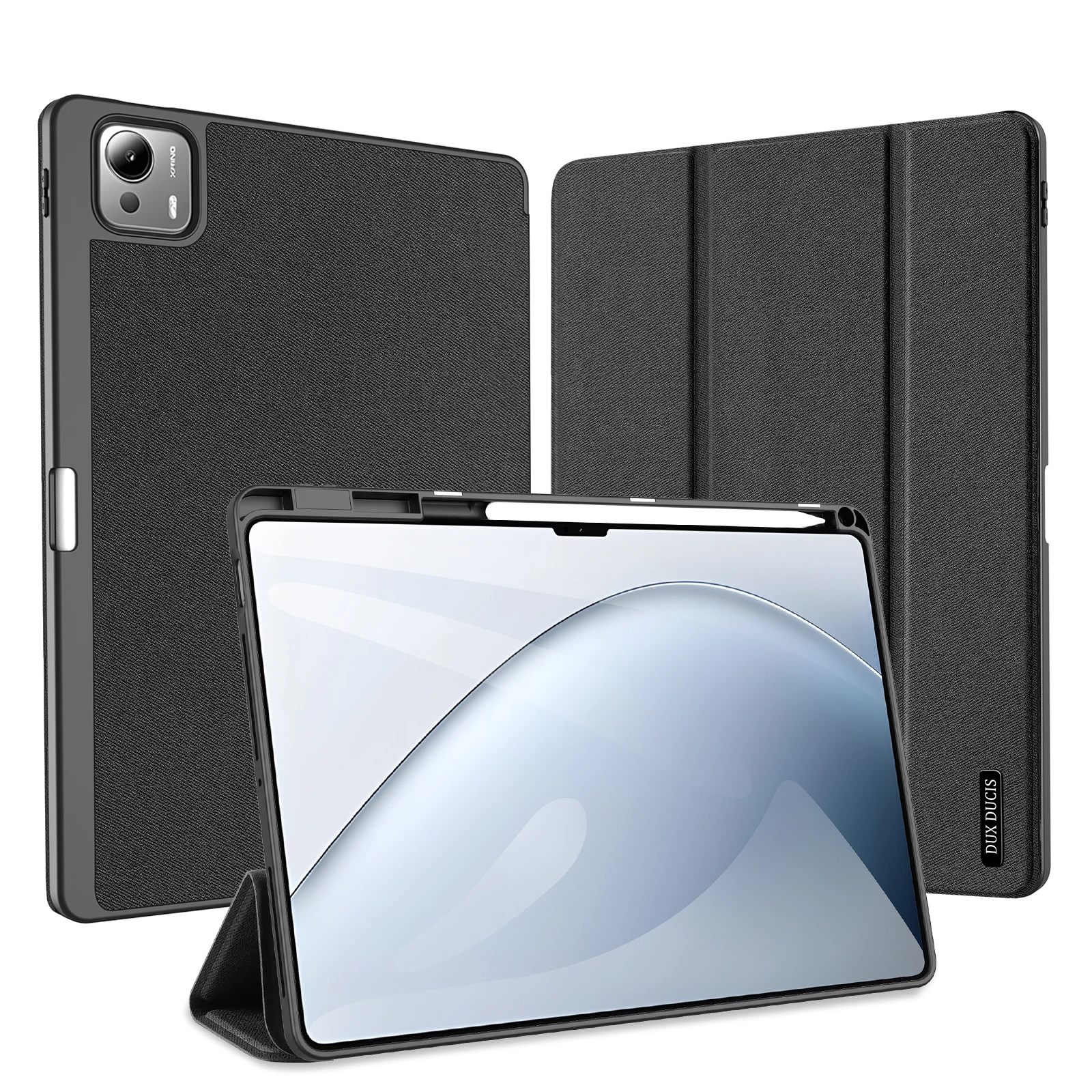 

Чехол для Xiaomi Pad 7 Ultra DUX DUCIS Domo Series, тройной чехол для планшета из искусственной кожи с подставкой - черный