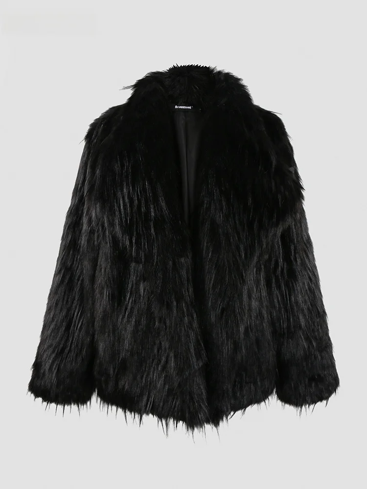 

Элитное модное меховое пальто Nerazzurri для молодых женщин, новинка 2024 года, повседневная корейская версия, свободный крой, длинный рукав