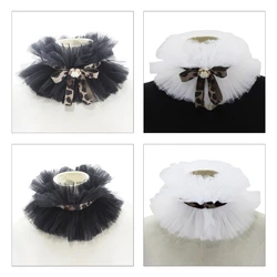 Gargantilla victoriana isabelina con lazo leopardo y cuello con volantes, disfraz Halloween