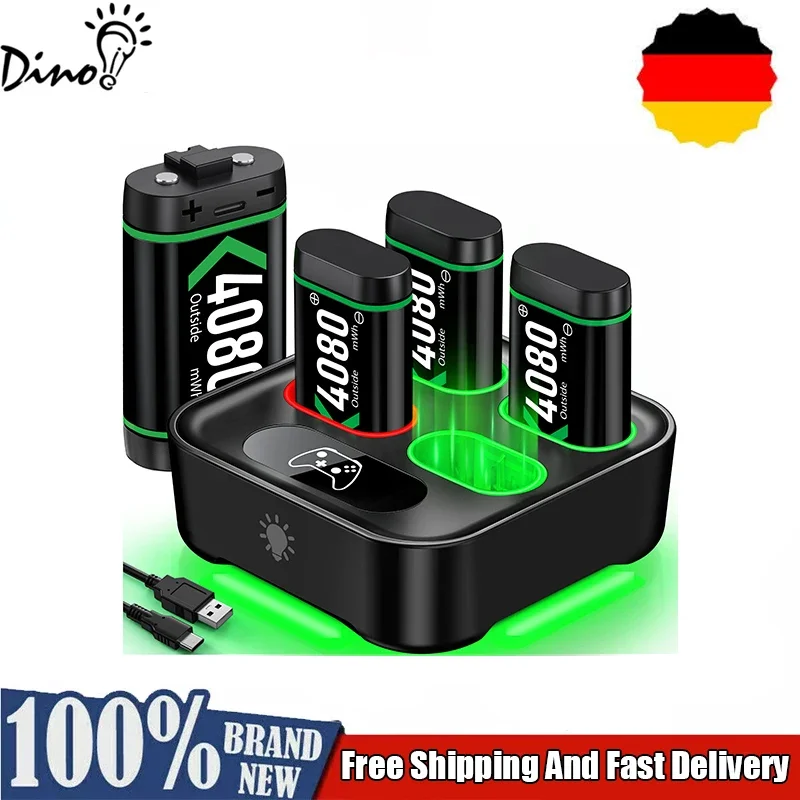 DinoFire Wiederaufladbarer Akku für Xbox One Controller 4 X 4800mWh Akku für Xbox One/Xbox Series X/S Ladezubehör – Detail 6