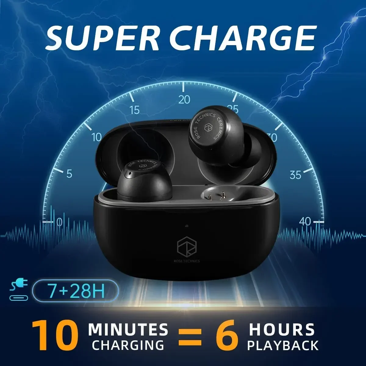 ROSESELSA Rose Technics Ceramics HIFI TWS True Wireless Bluetooth Earphone Earbuds Touch Control Headphones