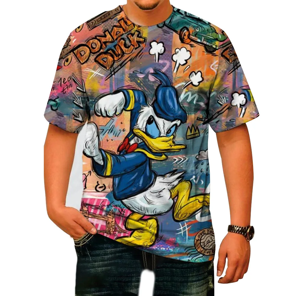 Mini kaczor Donald koszulka z motywem Anime 3D odzież uliczna z nadrukiem dzieci dorosłych na co dzień moda oversize T Shirt dla dzieci