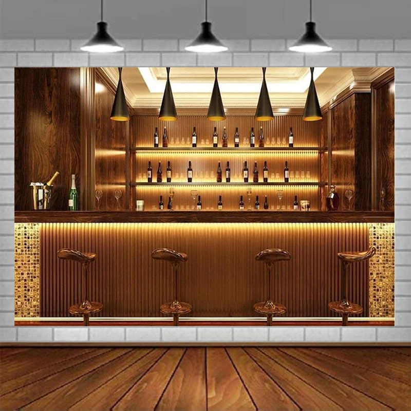 Luxury Bar Photography Backdrop Alcohol Wine Bottles Eatery Cafes Drink Urban Club Interior Modern Tavern Counter Background