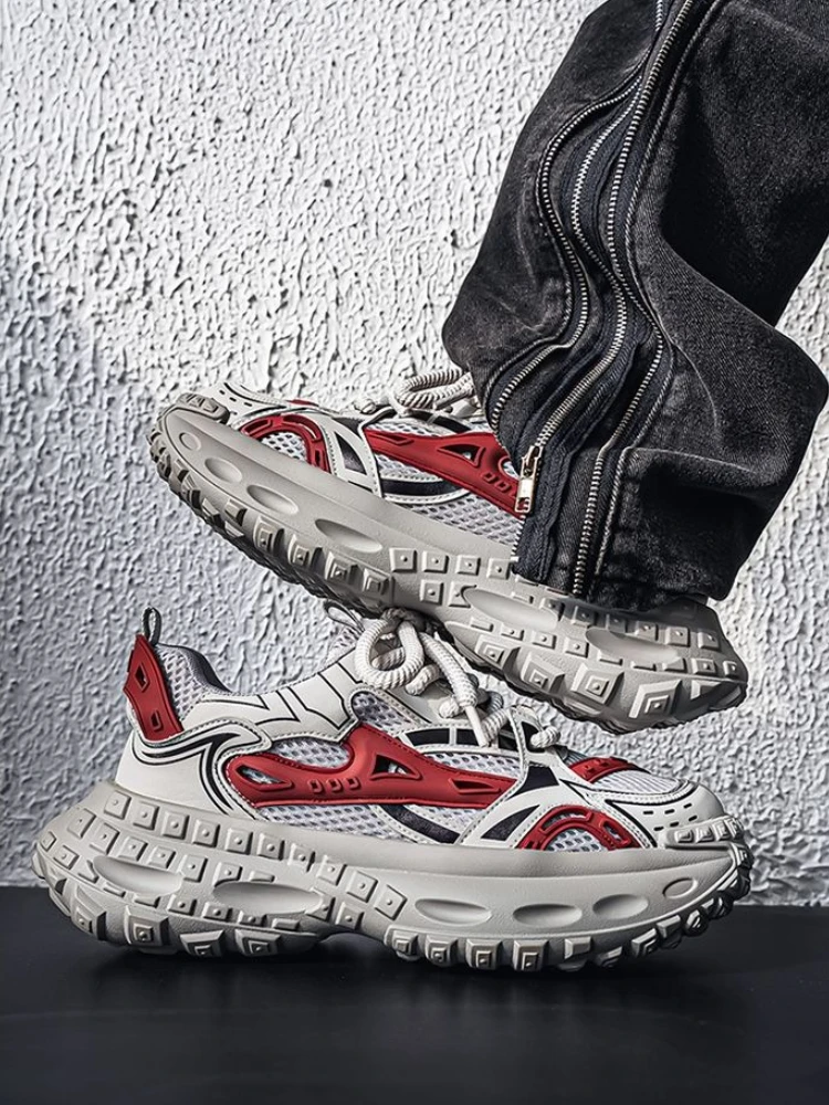 

Спортивная обувь с мягкой стелькой на толстой платформе для мужчин, походные треккинговые корейские прогулочные широкие оригинальные предложения, мужские повседневные кроссовки для спортзала