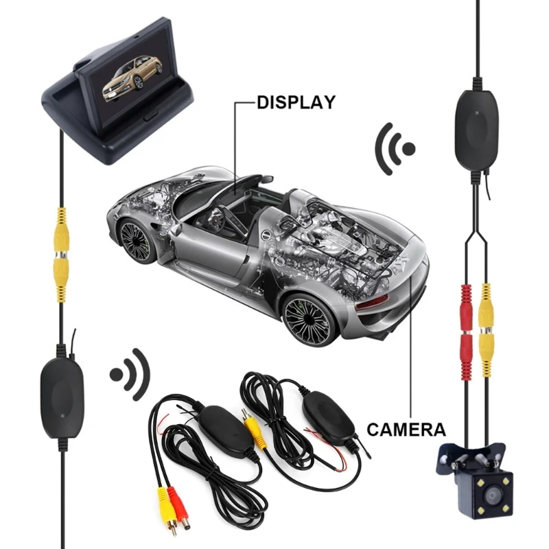 28GB Car Backup Camera Transmitter Receiver Module 2.4GHz 12V Wireless Video Transmitter Rear View Camera Wireless Wiring