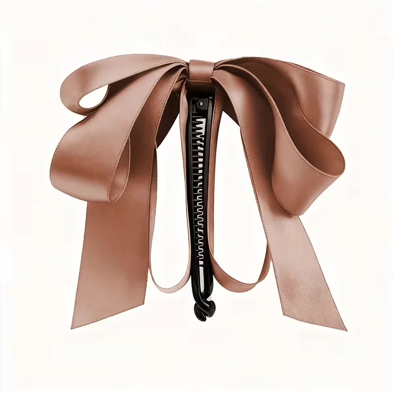 Haarspange mit Schleife und Quaste, hochwertiger Satin, im Y2K-Stil, Haarschmuck und Zubehör für Pferdeschwänze, Geschenk zum Valentinstag. – Detail 4