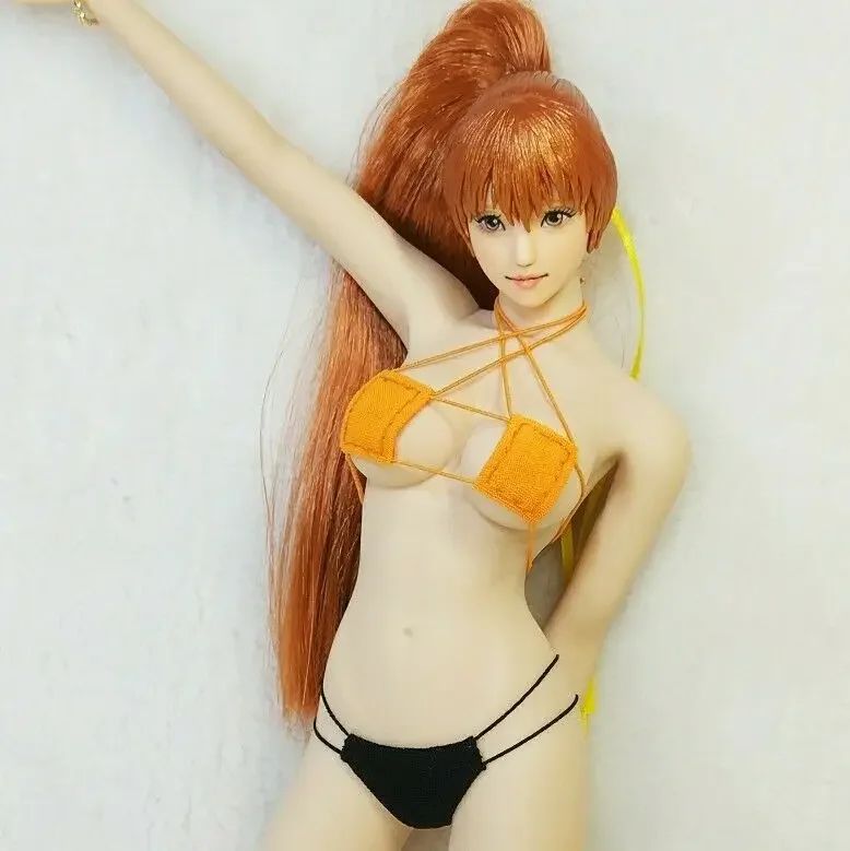 

1:6 Scale Orange Bra Black Panties Bikini Set F 12" Ph Body Doll Toy