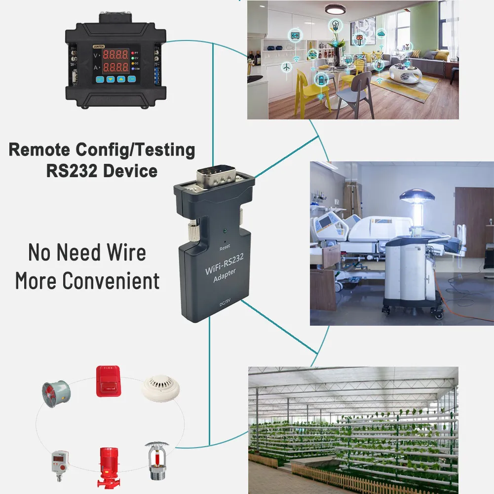 Mini-RS232-zu-WLAN-Adapter, RS232-Wireless-Extender, kein Antrieb, Telnet-Protokoll, transparente Übertragung für Remote Config/Test