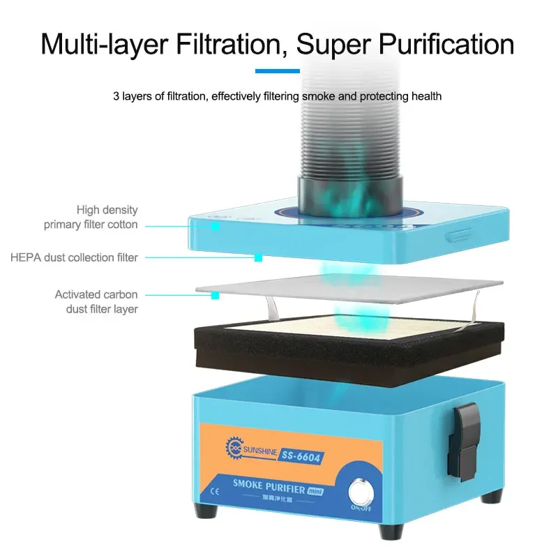 SUNSHINE SS-6604 Metal Smoke Purifier for Manual Soldering la ser Marking Efficient Purification Filtration Maintenance Tools