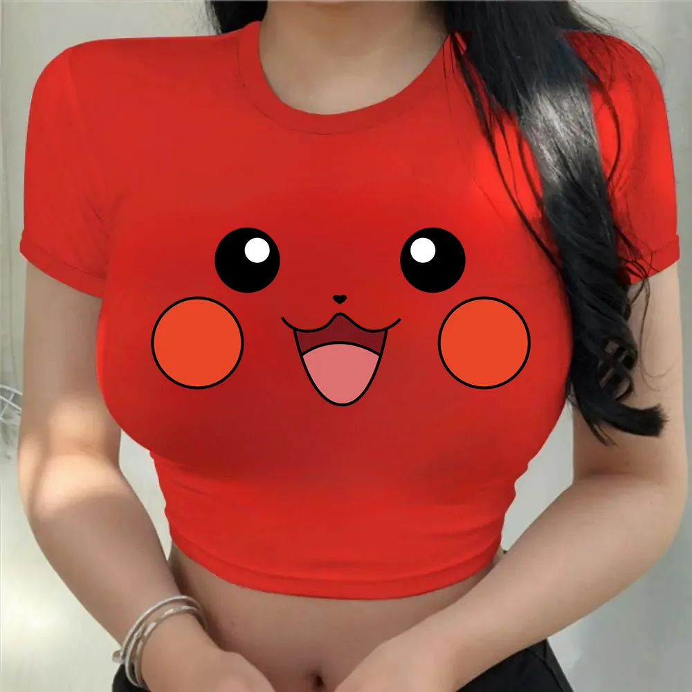 Cute expression T-Shirts Women's Crop Tops Clothes Punk Streetwear Sweet Emo Girls Sexy tops