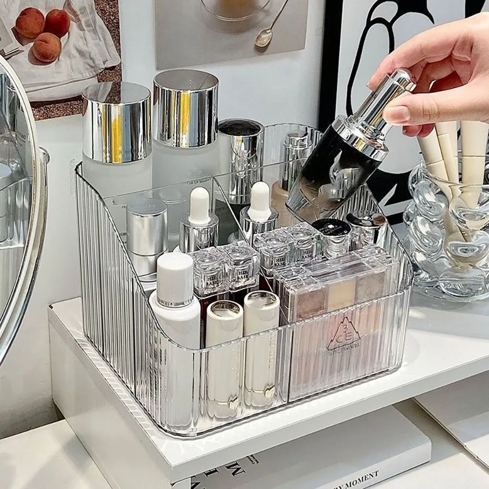 Transparent Makeup Organizer New 3/4-Slot Plastic Vanity Case Lightweight Washable Cosmetics Storage Rack