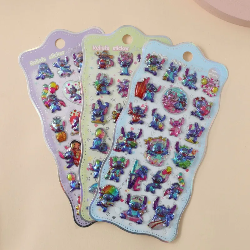 

Disney Stitch Cartoon 3D TransparentStickers Candy Colored Kawaii Crystal Diamond Decorative Sticker Reward Cute Holiday Gifts