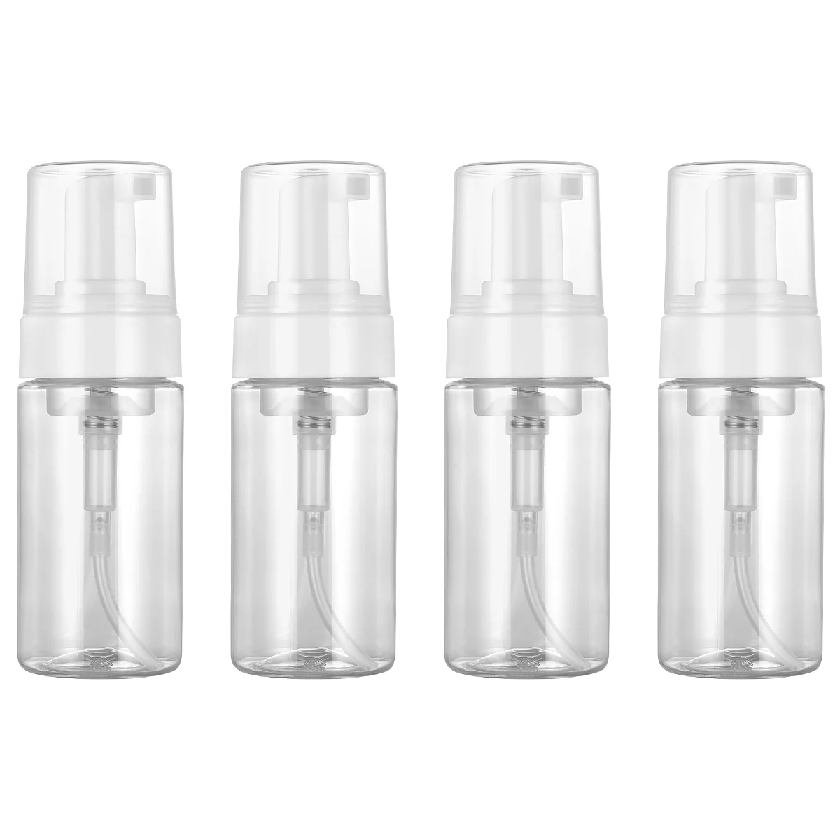 OUNONA 4 Pcs Plastic Dispenser Bottles Pump Dispenser Reusable Empty Bottles Refillable Traveler Containers (100ml)