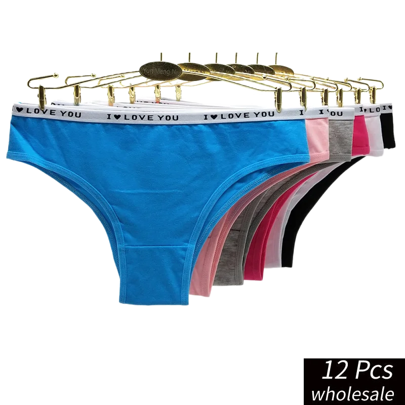 

Alyowangyina 12pcs/lot Wholesale Panties Women Girls Underwear Cotton Panty Soild Color Elasticity Comfortable Thong #89392