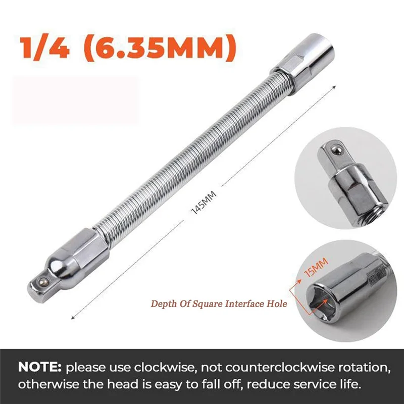 3PCS Electric Wrench Sleeve Universal Extension Rod - Flexible Drill Bit Extension, Bendable Flexible Shaft Flexible Durable