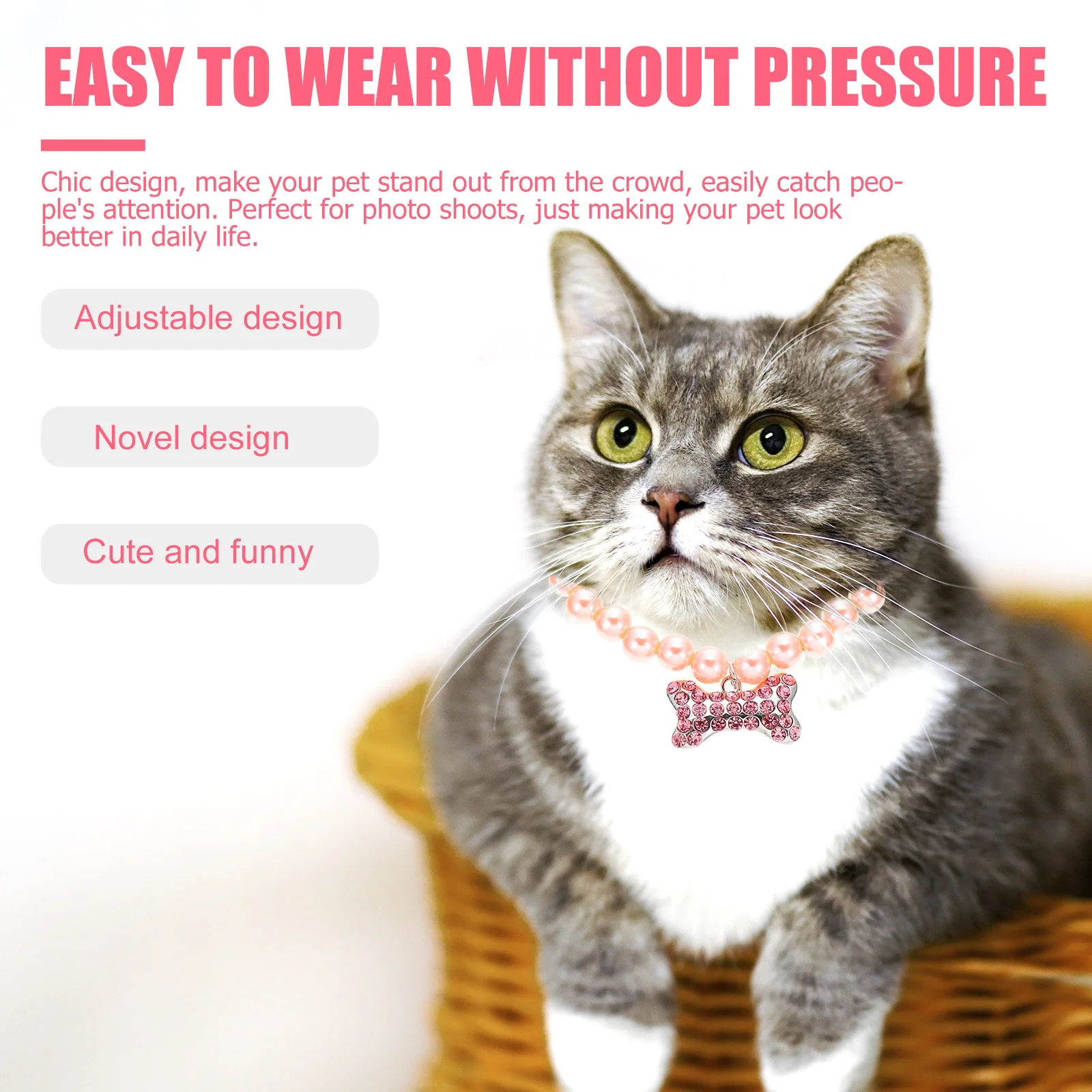 

Pearl Dog Collar For Cats Small Medium Dogs Pet Pearl Necklace Decorative Collar Chic Comfortable Breathable Design