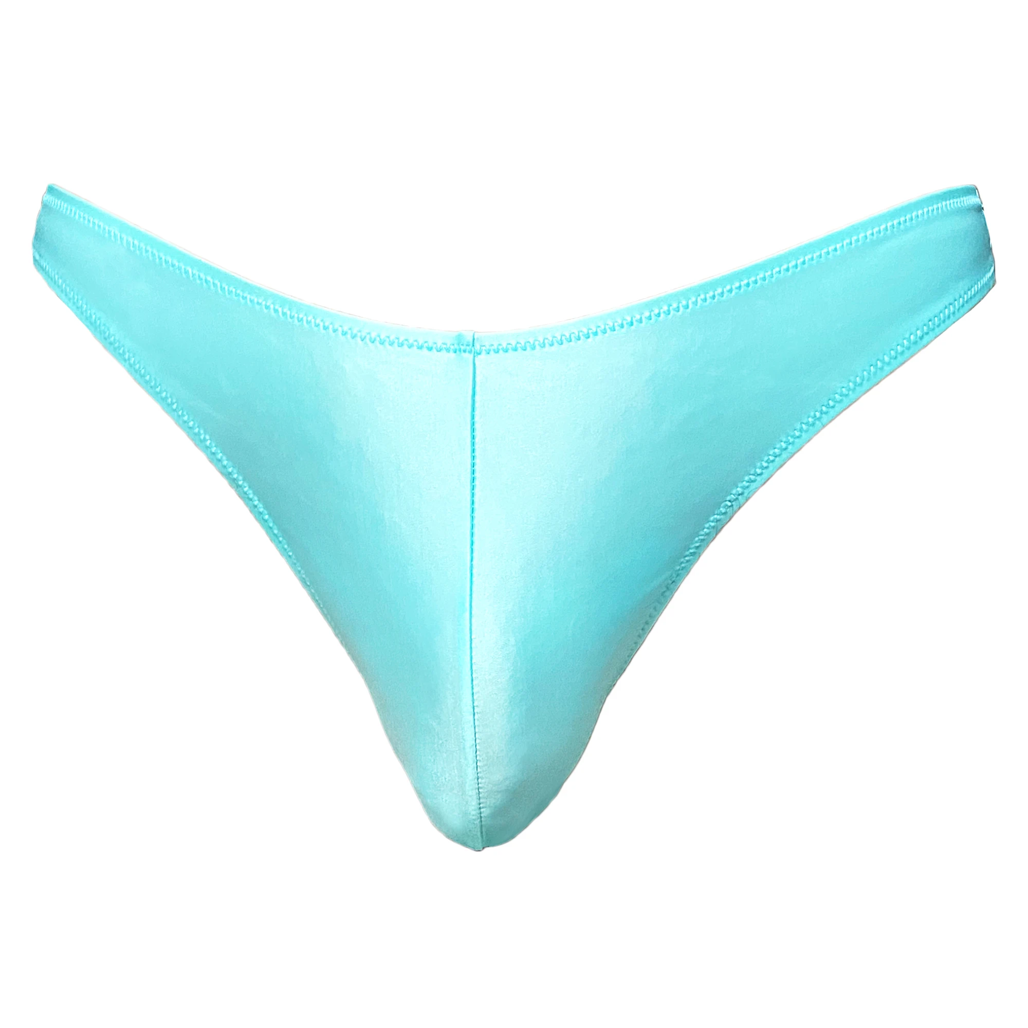 XClocKNYoung satin glossy men thongs Low rise larger waist glossy oversized underwear solid bikini high score bikini underwear image 6