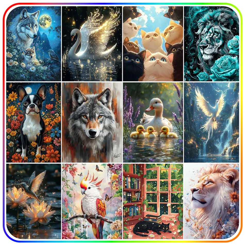 

SDOYUNO Diamond Painting Complete Kit Diamond Art Kit Animals Full Square Round Drill Rhinestones Crystal Gift Embroidery Crafts