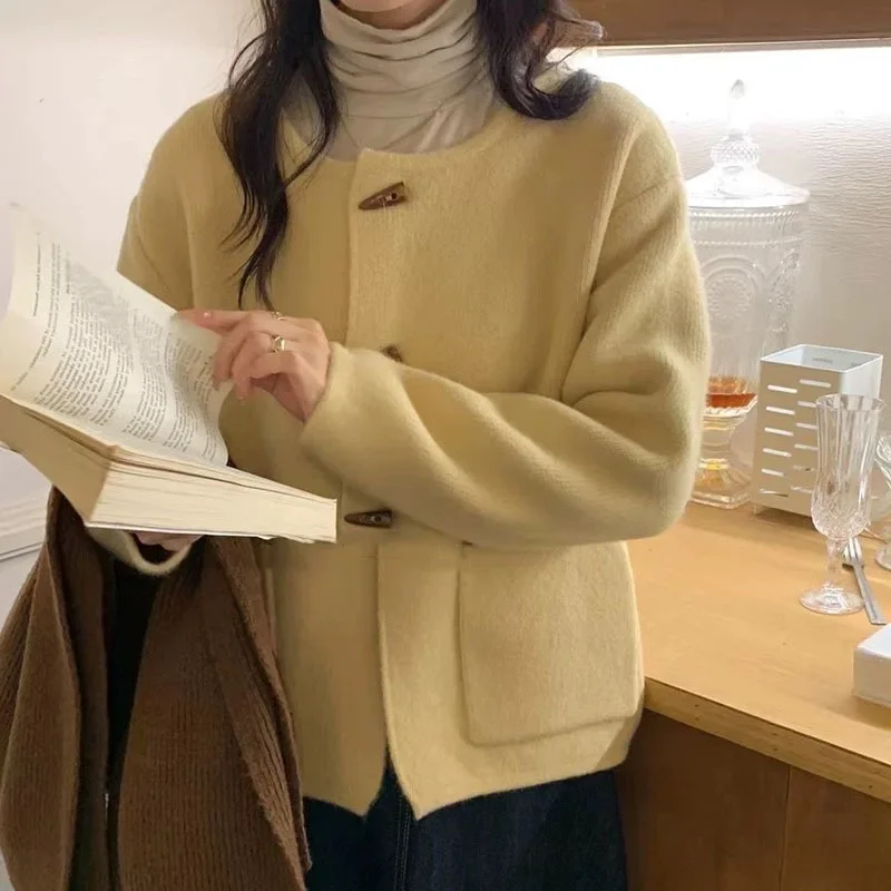 

Korean Style Women Coats Daily Casual Comfortable Loose Sweaters Long Sleeve Coat Sweet Ladies Autumn Winter Clothes