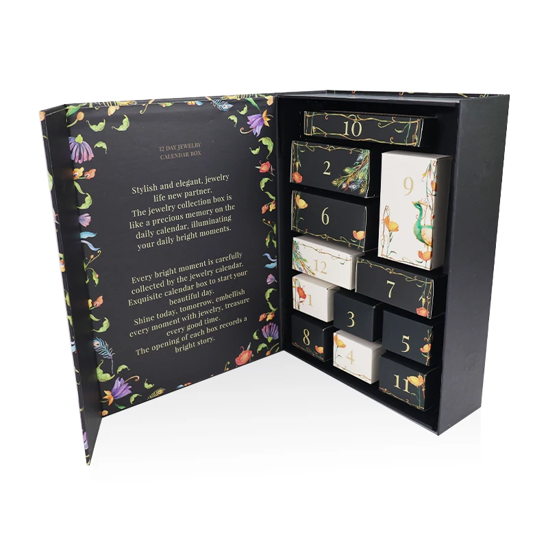 Customization.Customized Christmas Beauty Gift Box Black Countdown Empty Different Sizes Advent Calendar Box Packaging