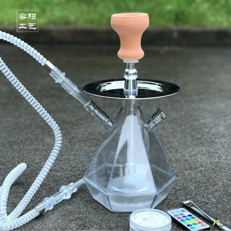 Sakkrrua Tradtional Arabic Hookah Shisha Kit with Stylish Acrylic Waterpipe, 1 Set