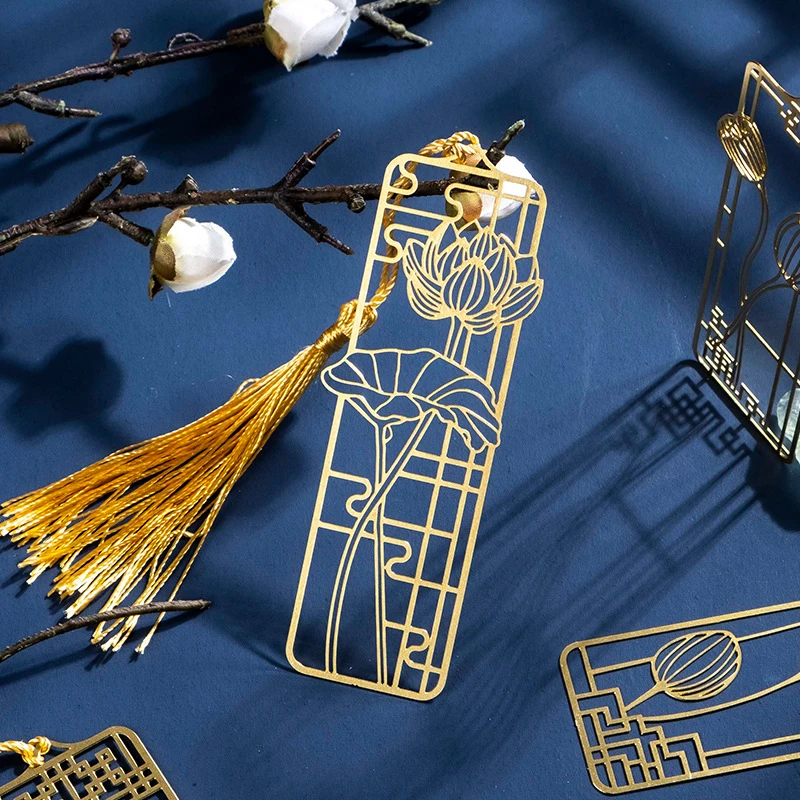 1 Stück/Set Ausgehöhlter Buchclip im Chinesischen Stil mit Quaste, Minimalistisches Design für Studenten, Eleganter Lesezeichen-Marker