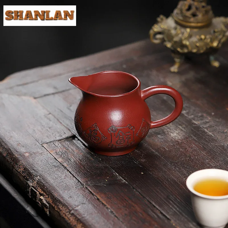280ml Handmade Yixing Purple Clay Tea Pitcher Home Collection Raw Ore Dragon\'s Blood Sand Justice Cup Divide Chahai Zisha Teaset