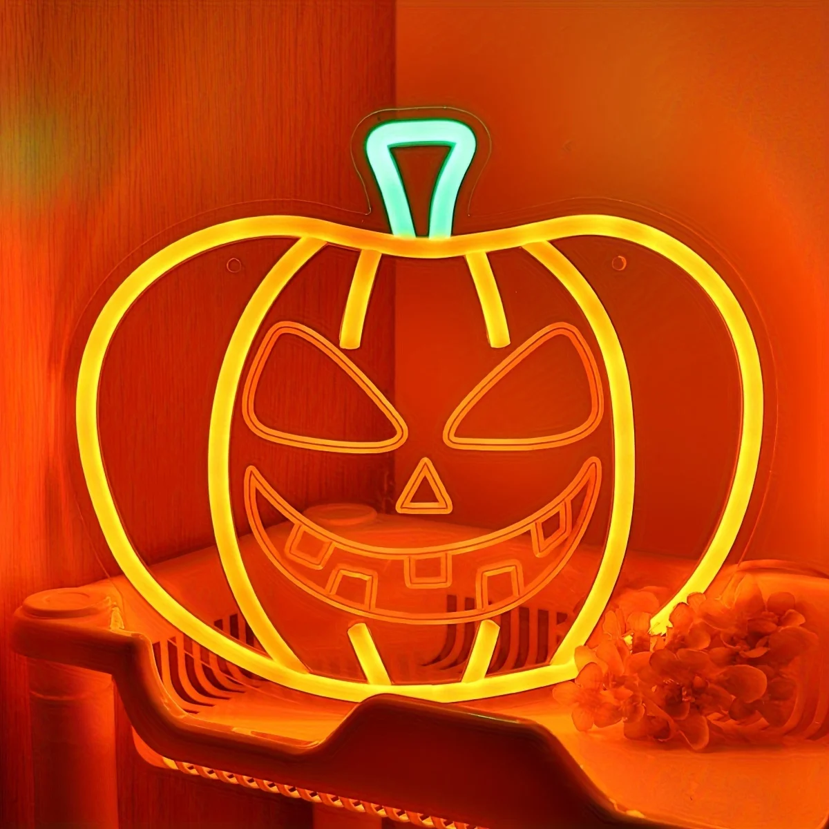 Halloween Pumpkin LED Neon Sign,USB Powered, Neon Light for Party, Room, Pub, Club, Shop, Salon Decor