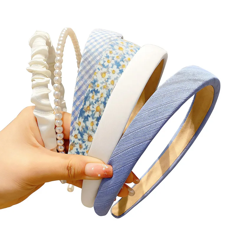 

7 шт. модные повязки на голову, широкие винтажные повязки на голову с жемчужной цветочной подкладкой для женщин и девочек